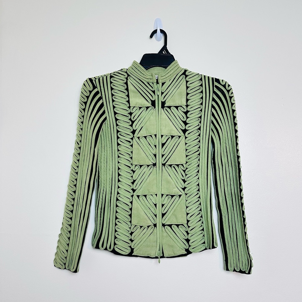 ANDREA ROSATI Jacket Art To Wear magenta Green full zip women’s Mesh Inner SZ 4